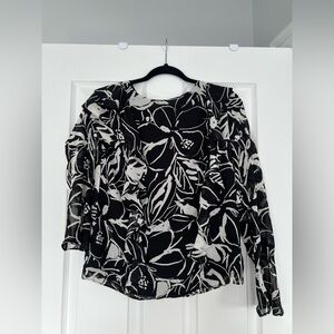 Ralph Lauren Black and White Floral Blouse XS